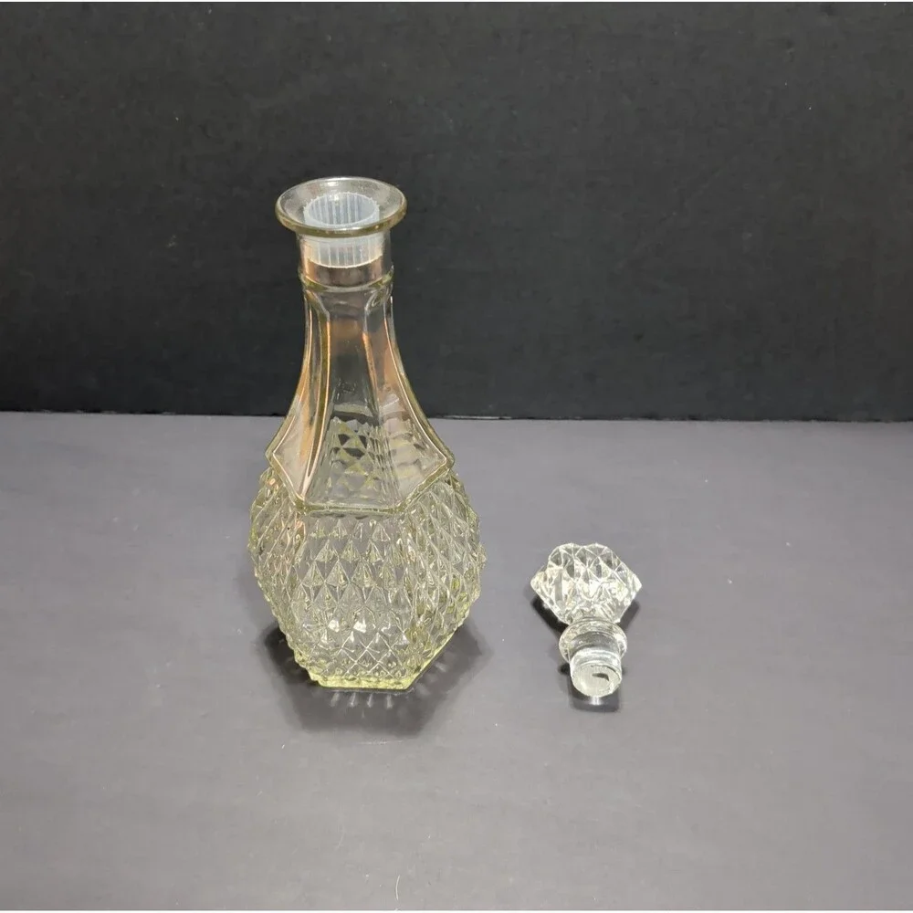 MCM Vintage Diamond Cut Glass Decanter Bottle Retro Barware Wine Cruet
